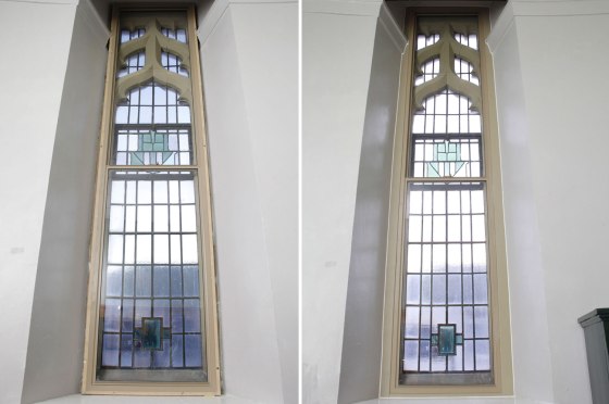 Fitting secondary glazing caused no disruption to the building and frames were colour matched to the stonework.